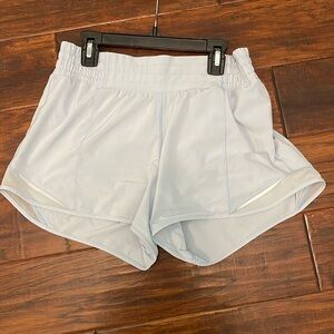 Lululemon hotty hot short 4 inch, size 6, pretty light blue color!!!